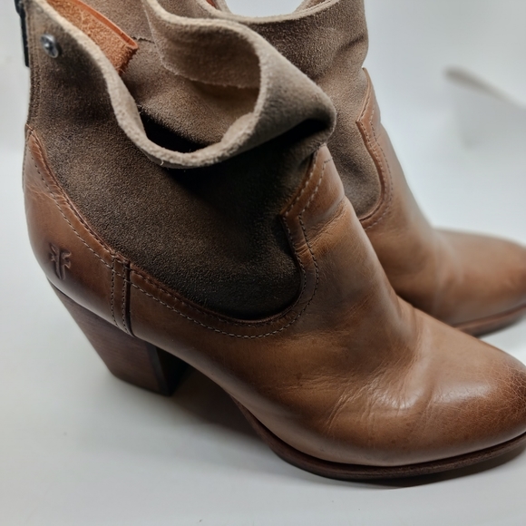 Frye Brown Tessa Short Suede Zippered Bootie - Picture 9 of 15
